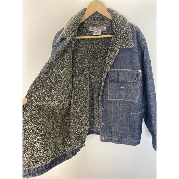 Vintage Silver Jeans Denim Sherpa Lined Jacket Men L Made in Cananda - Picture 4 of 9